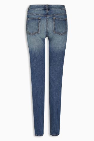 Mid Blue Denim Ripped Skinny Jeans
